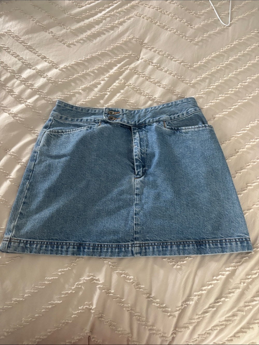 GAP Light Blue Denim Mini Skirt with Double Button Waist